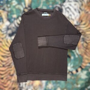 Vintage Y2K Quiksilver Thermal Long Sleeve Shirt Elbow Patches Military Brown M